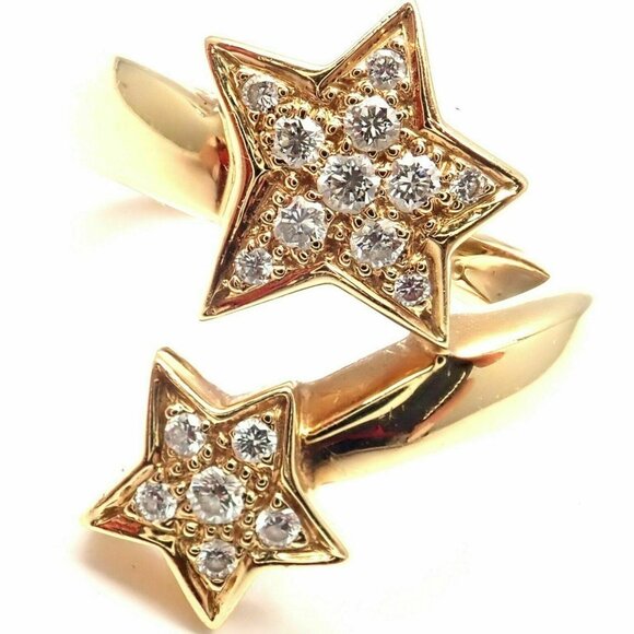 Authentic! Chanel Comete 18k Yellow Gold Star Diamond Cocktail Ring​ - Picture 1 of 10